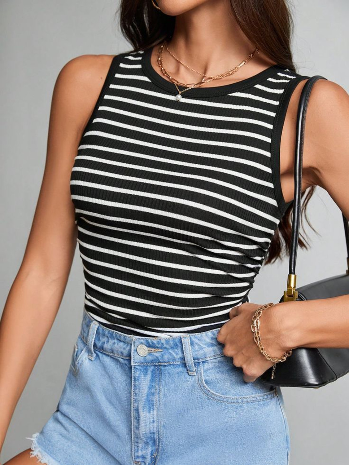 Image of METRONAUT Casual Striped Women Black, White Top