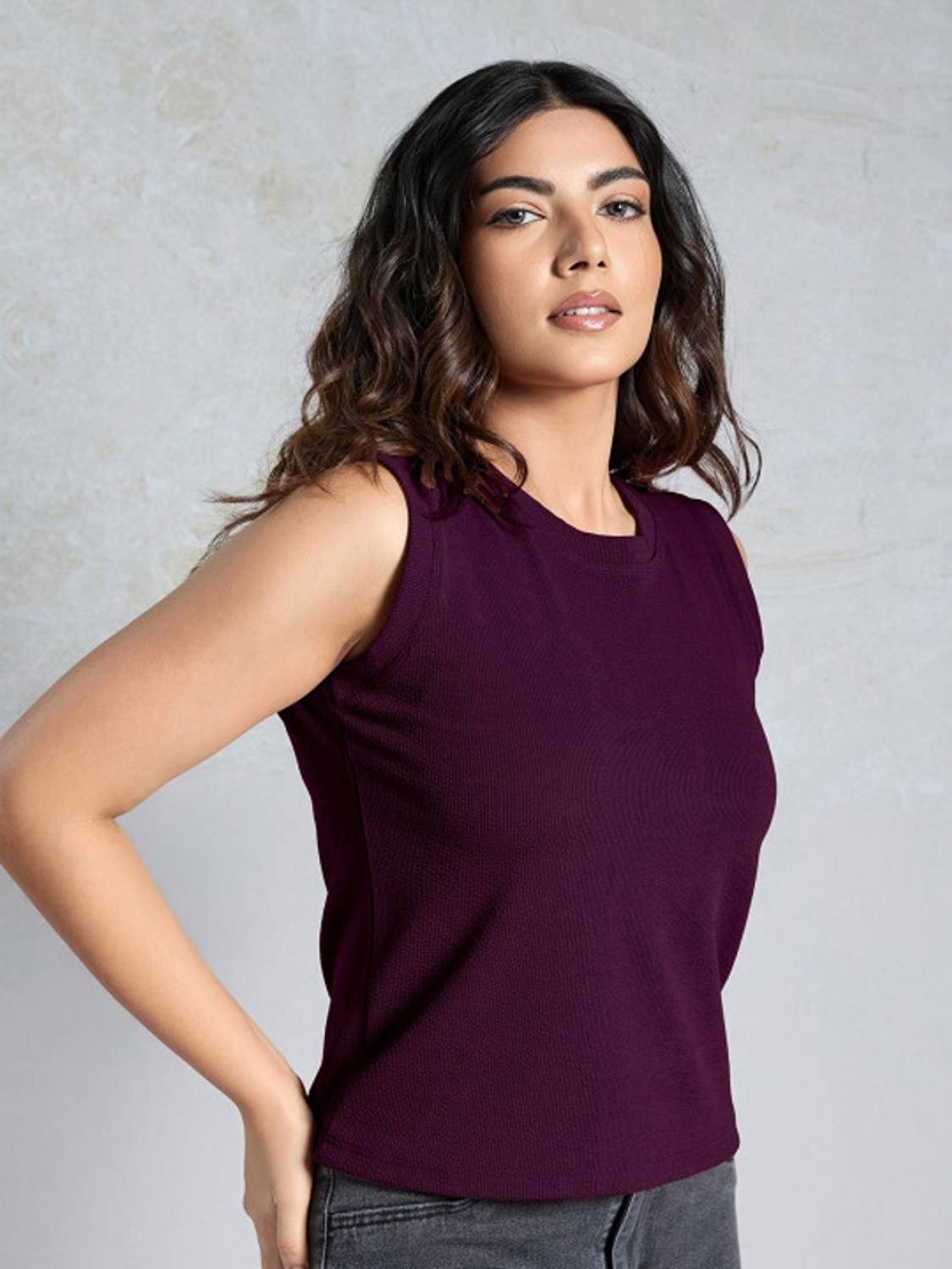 ALGARI CREATION Casual Solid Women Purple Top