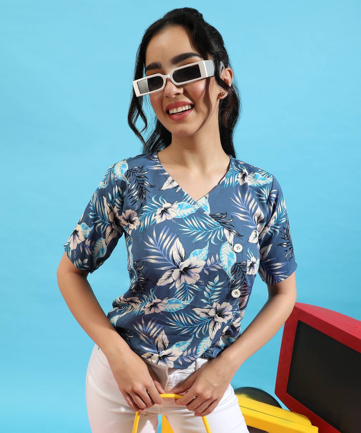 PINACOLADA Casual Printed Women Blue Top