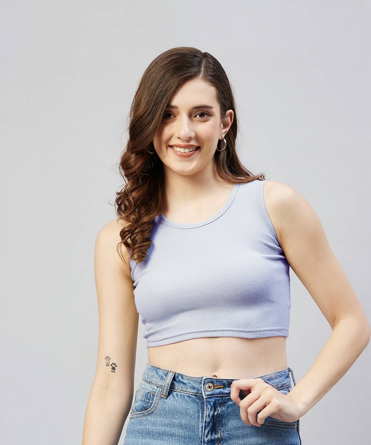 BLINKIN Casual Solid Women Light Blue Top