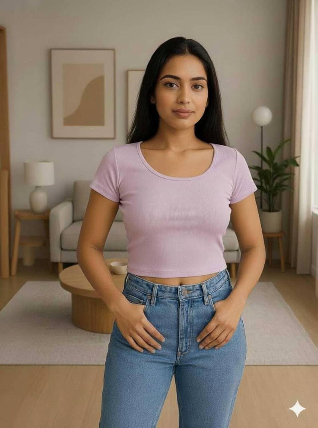 AuraGlow Casual Self Design, Solid Women Purple Top