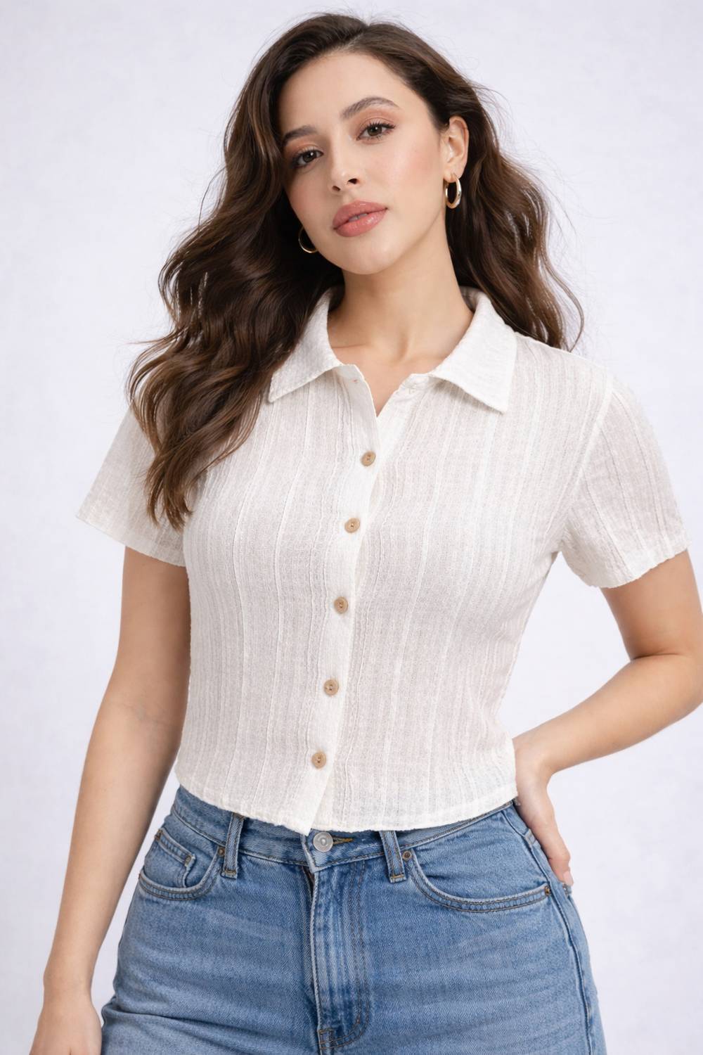 AROD Casual Striped Women White Top