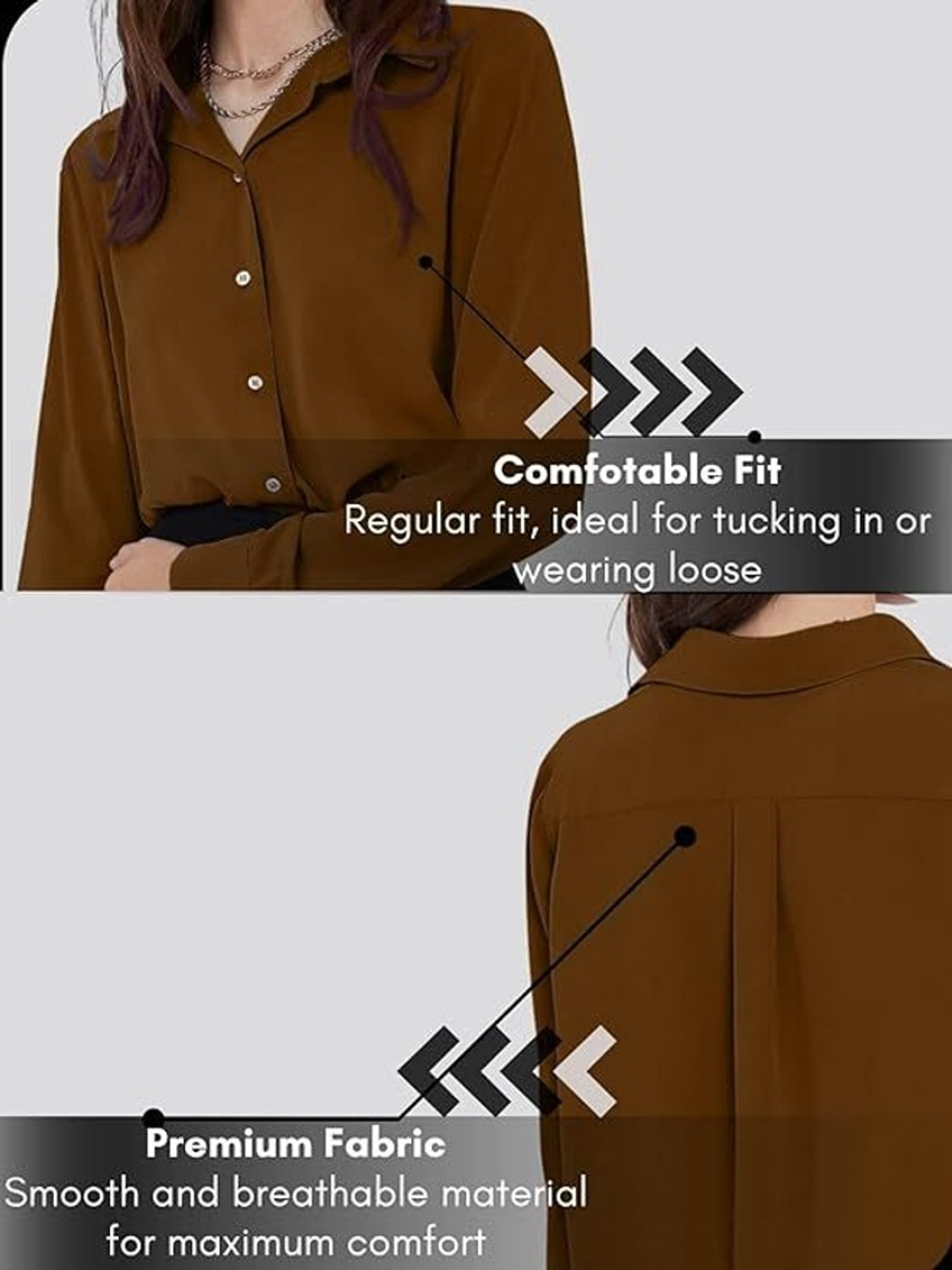 Image of Leriya Fashion Casual Solid Women Brown Top