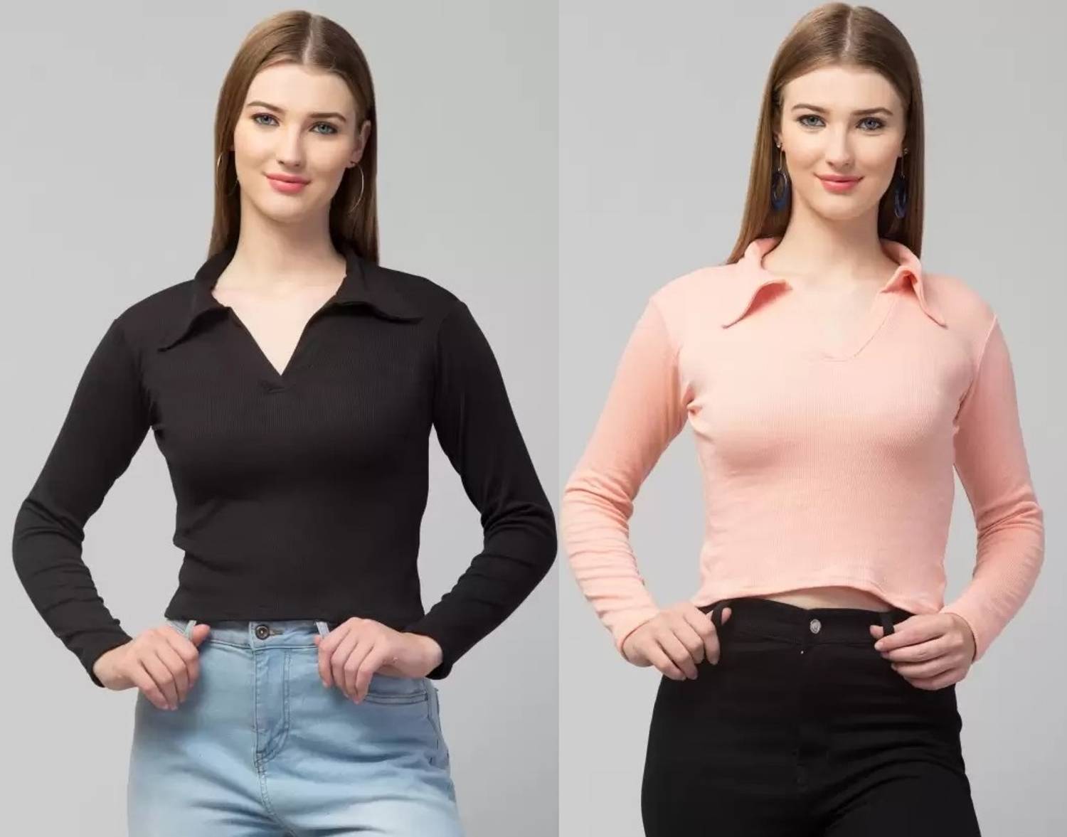 GLADLY Casual Solid Women Black, Pink Top