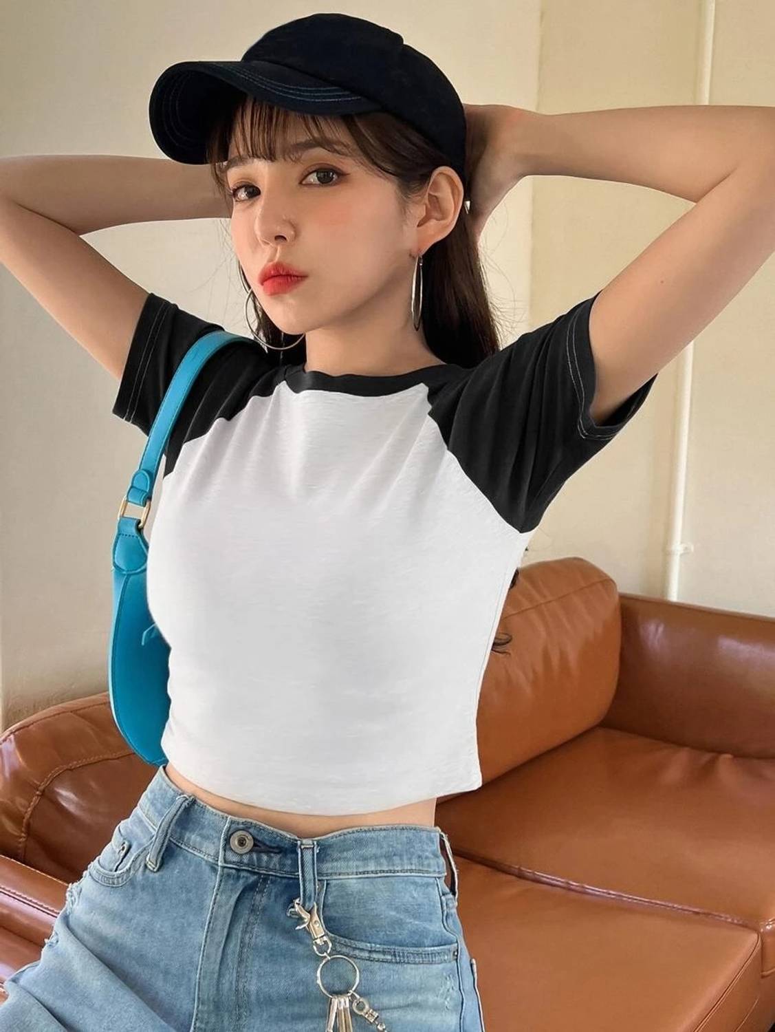 Bayfog Colorblock Women Round Neck White T-Shirt