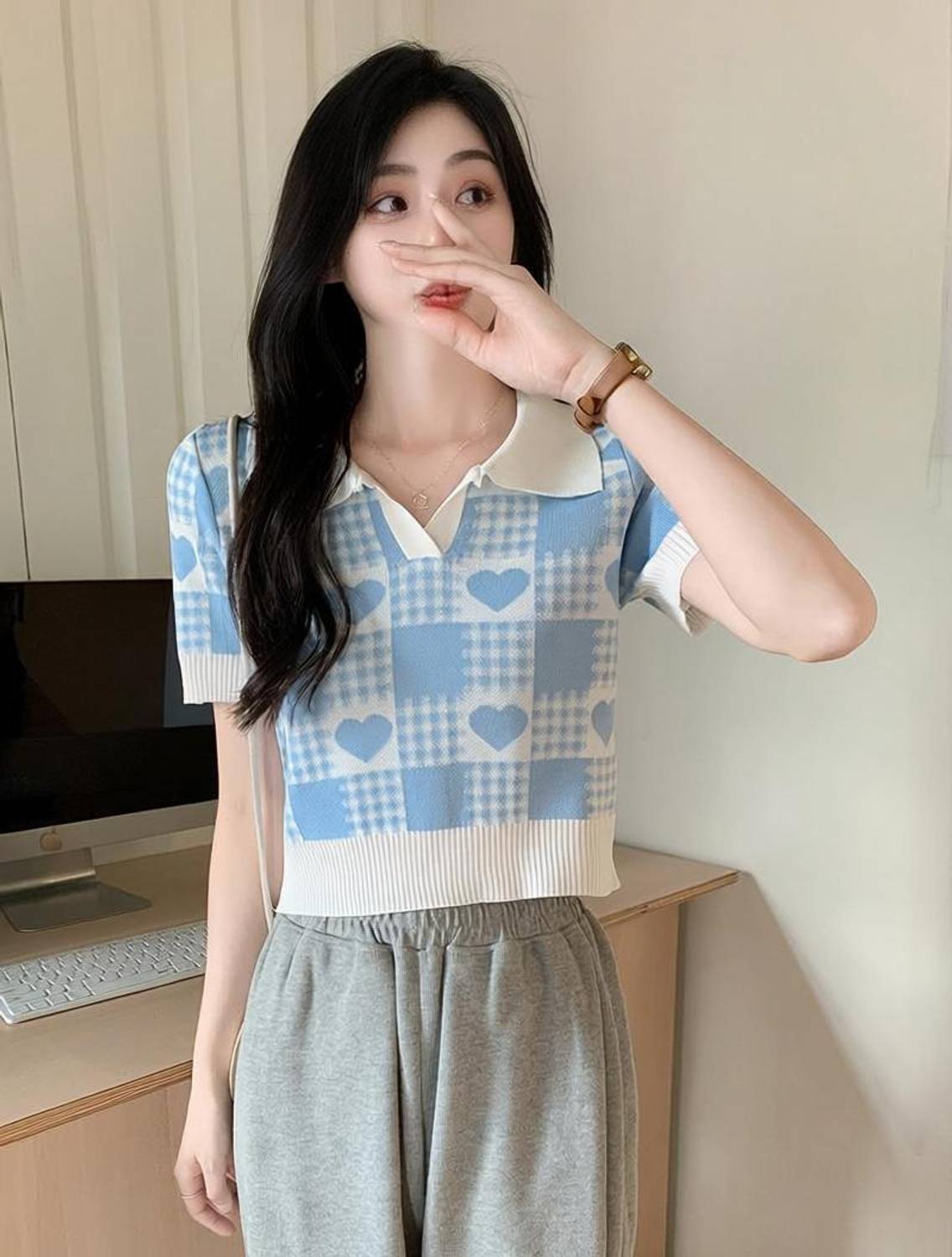 AKA Casual Floral Print Women Blue Top