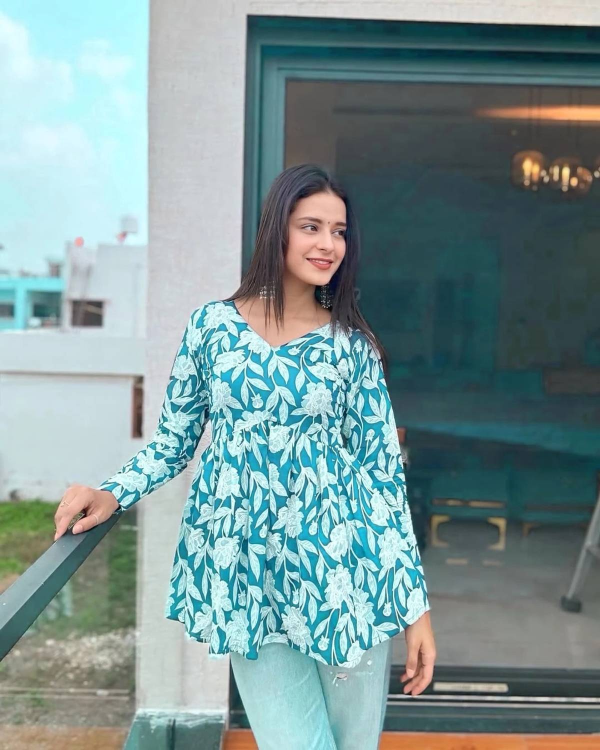 GYANICREATION Formal Printed Women Blue Top