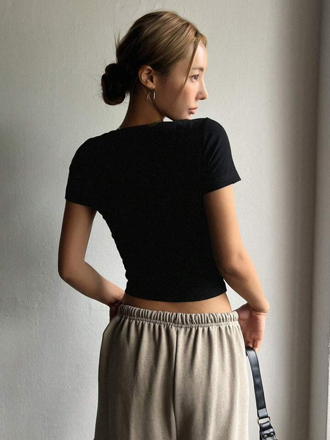 Image of CoupleHub Casual Self Design Women Black Top