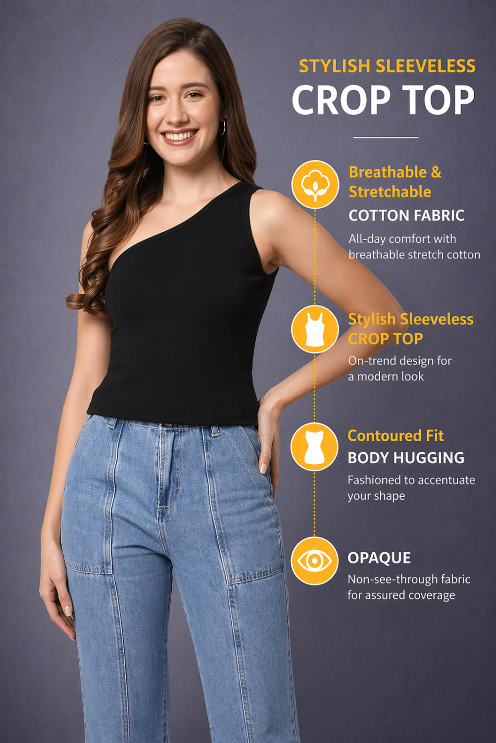 Image of FUNDAY FASHION Casual Solid Women Black Top