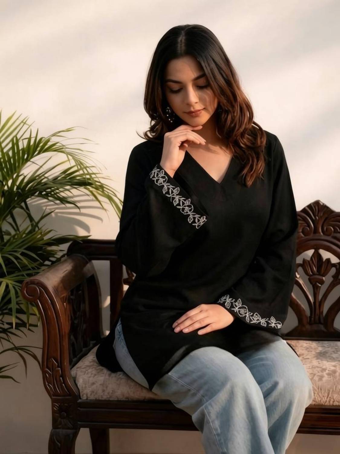 AGOKAI Casual Solid Women Black Top