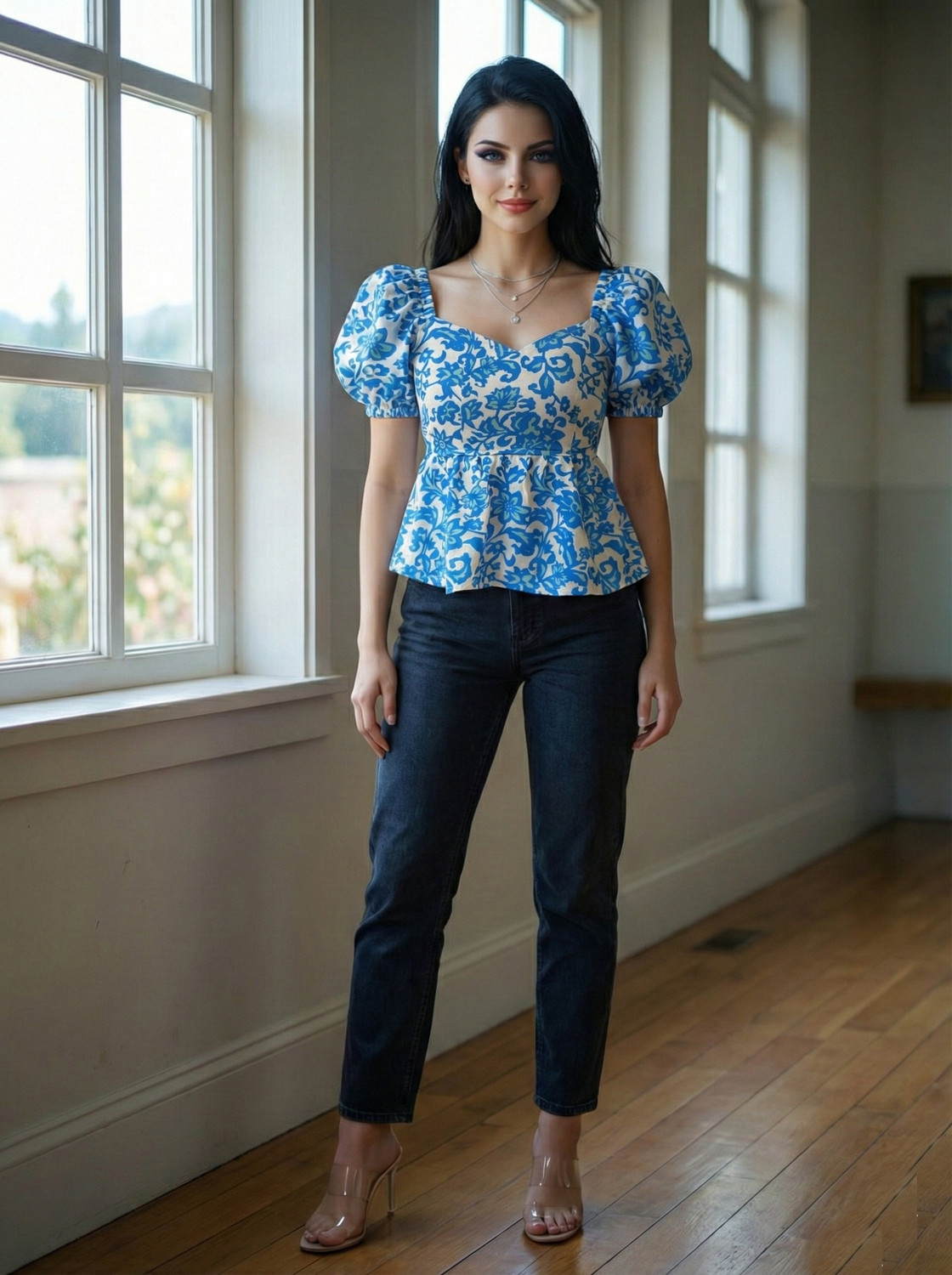 Image of NiloBerry Party Printed Women Blue Top