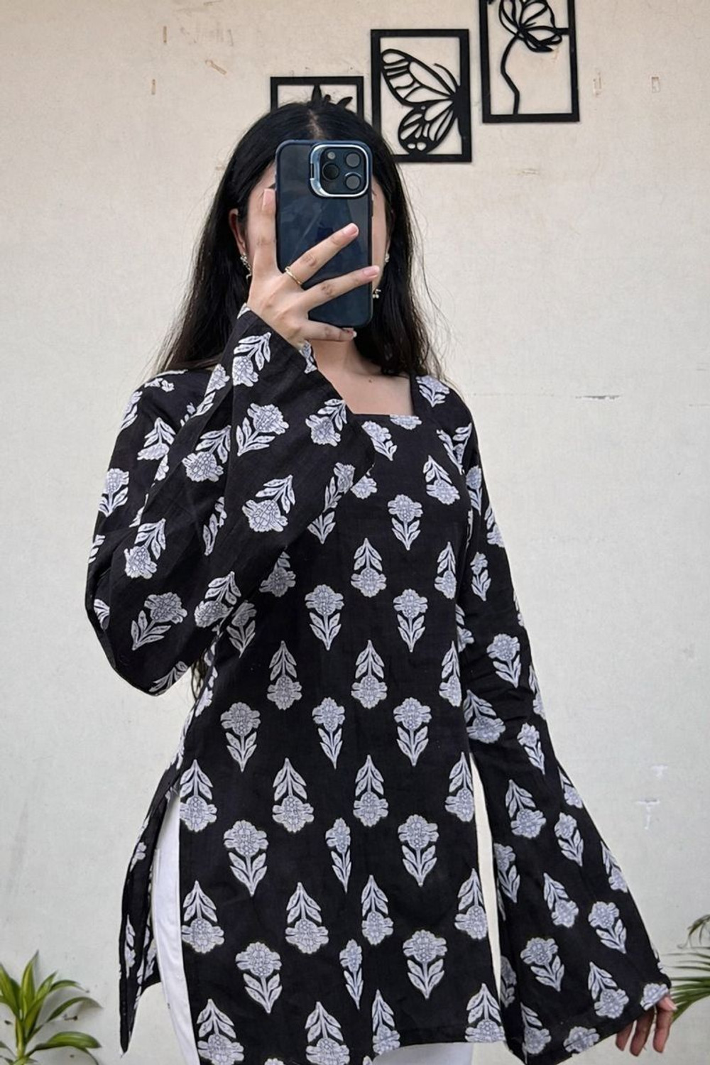 Image of Revayat Ras Formal Printed Women Black Top