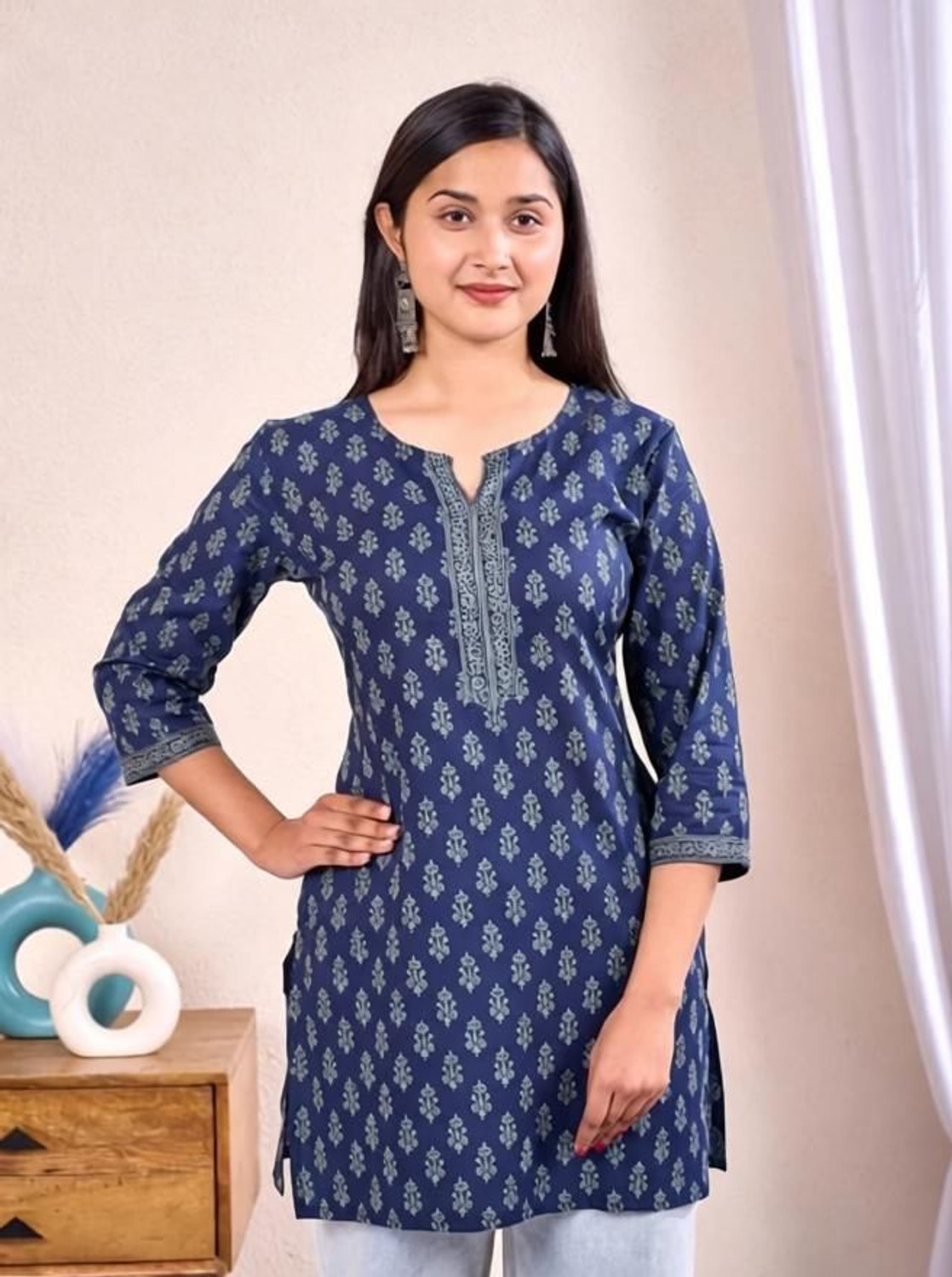 Image of SANGOURI Casual Printed Women Blue Top