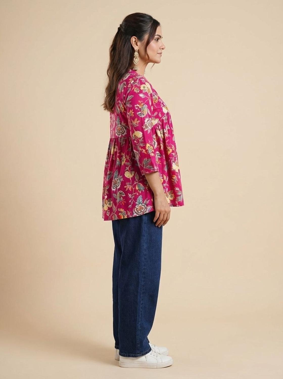 Image of glamson Casual Floral Print, Printed Women Pink Top