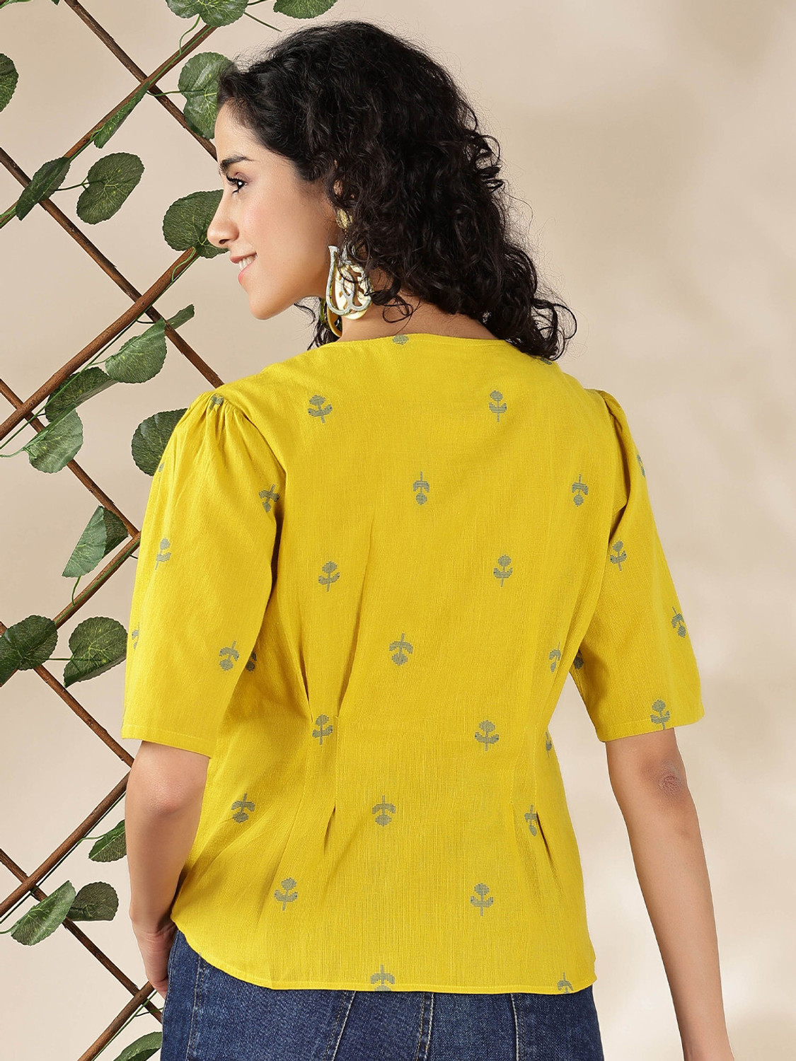 Image of ANOUK Casual Printed Women Yellow Top