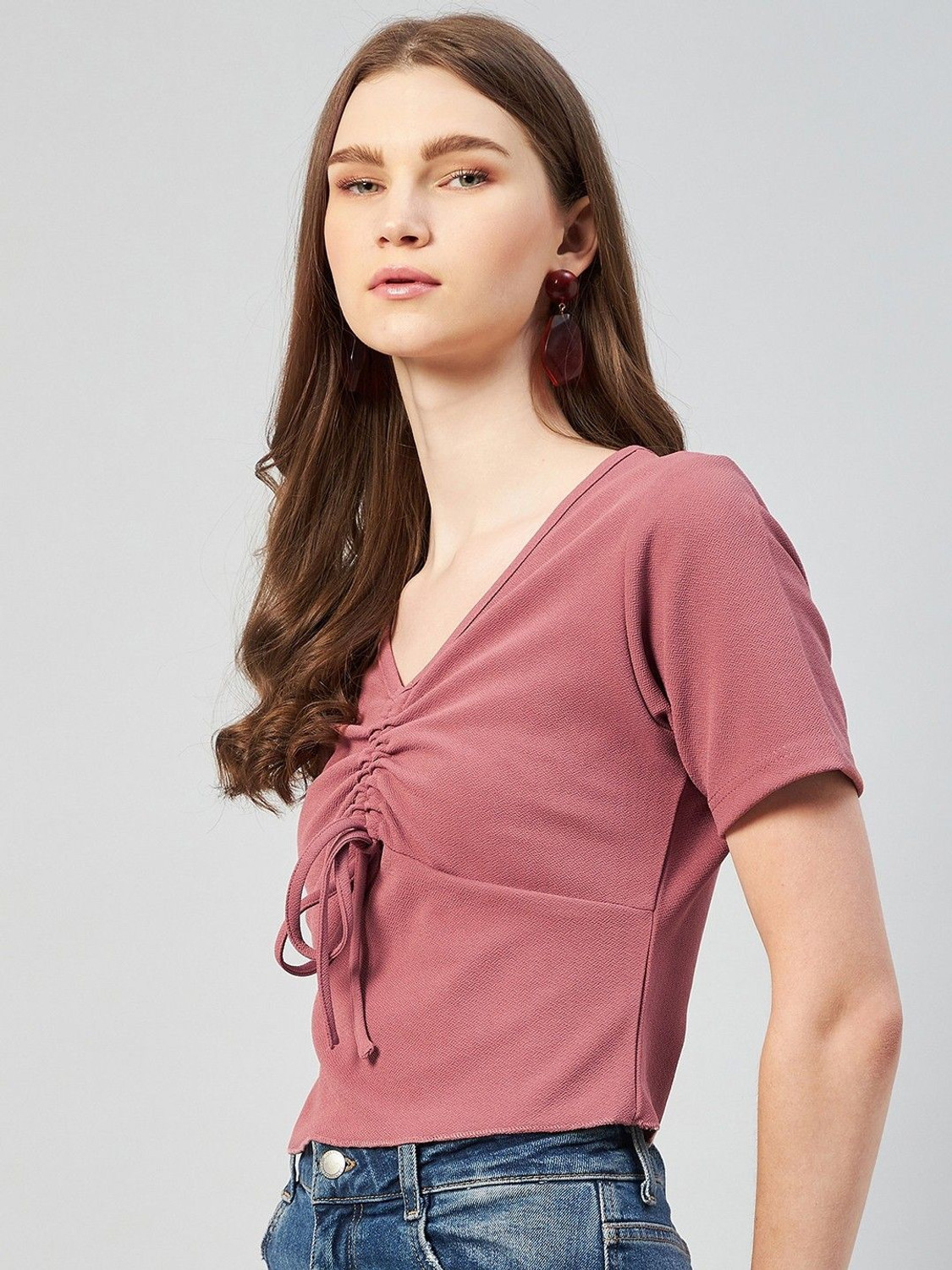 Image of RARE Casual Solid Women Pink Top