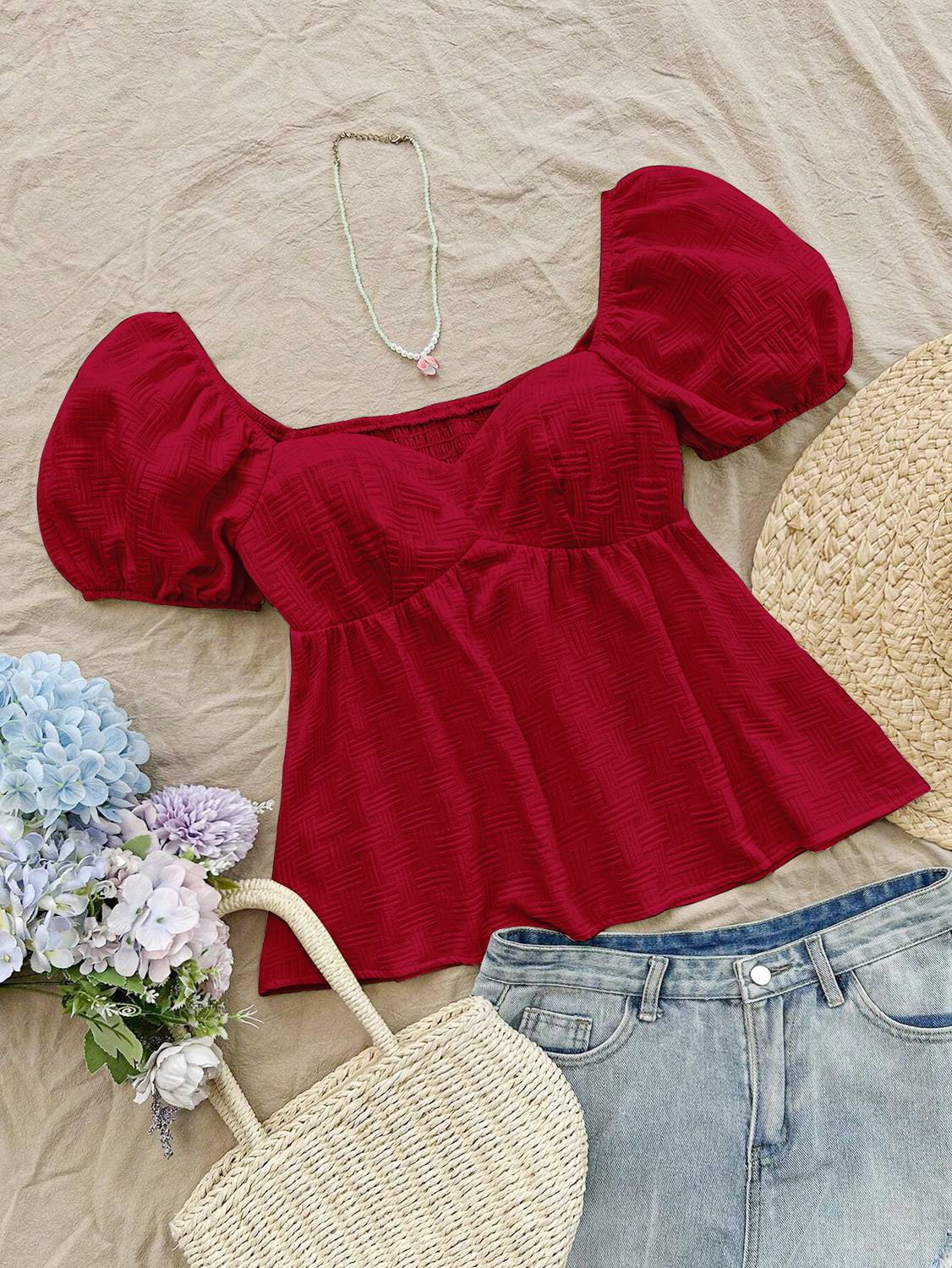 GUSAIJI Fashion Maroon Women Top - Image 1