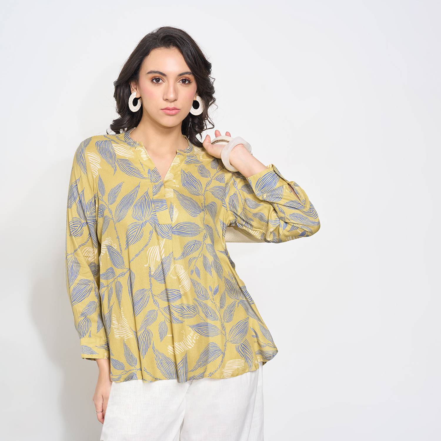 Akkriti by Pantaloons Casual Printed Women Yellow Top