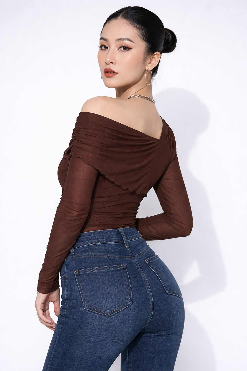 Image of urban streetwear Party Self Design Women Brown Top