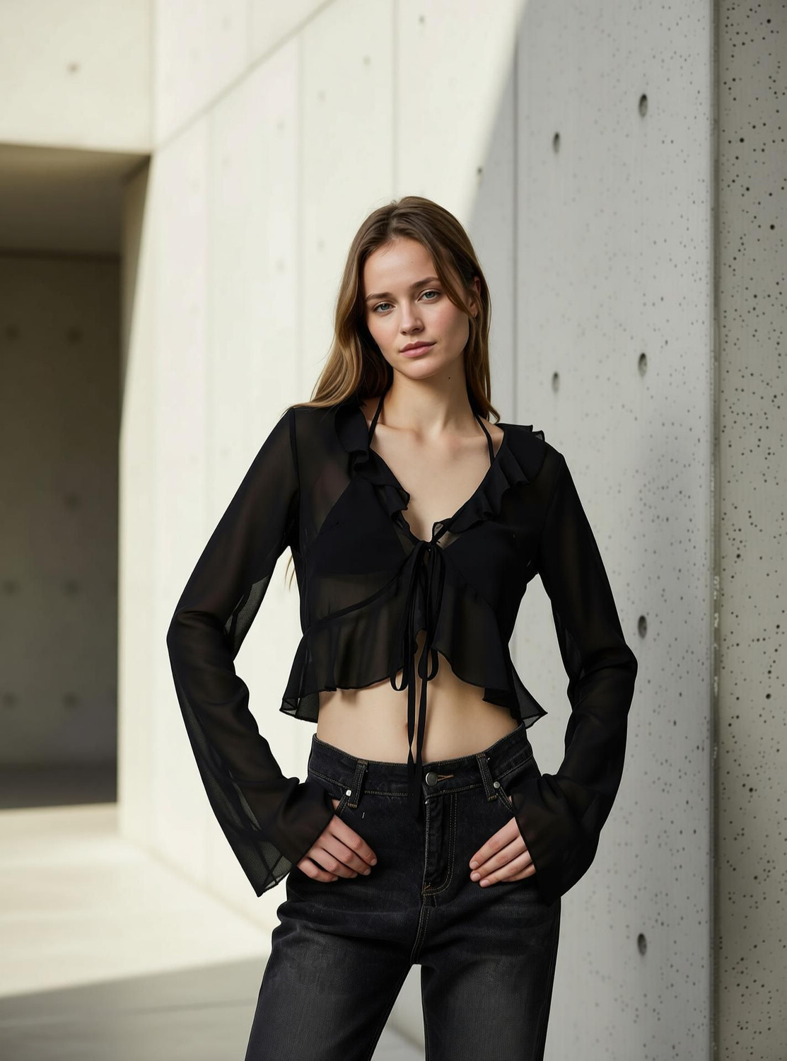 Image of LEXREX Casual Solid Women Black Top