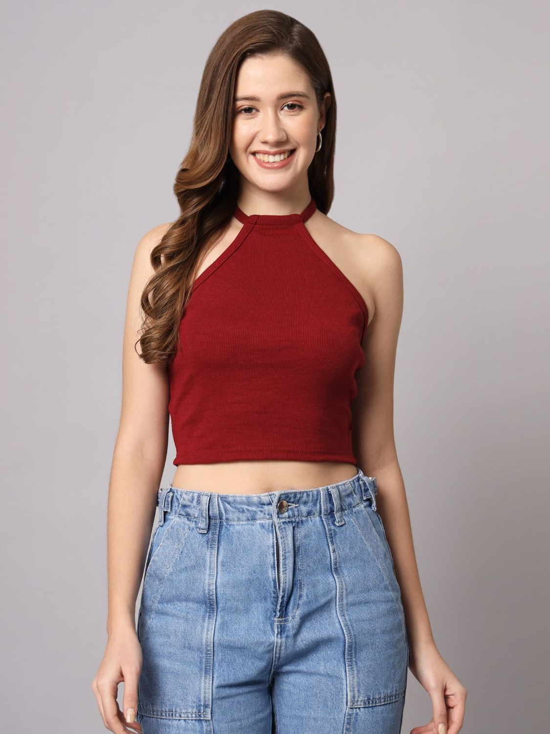 Image of FUNDAY FASHION Casual Solid Women Maroon Top