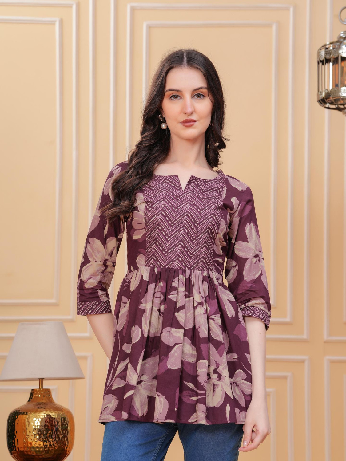 Image of Kirnya Casual Printed Women Maroon Top
