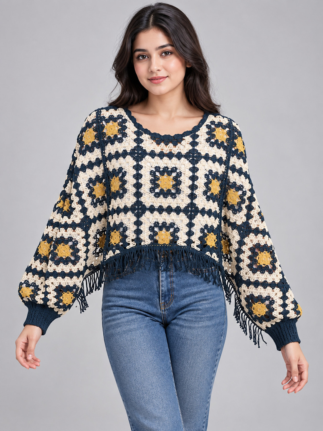 Image of KOTTY Casual Flared Sleeves Self Design Women Multicolor Top