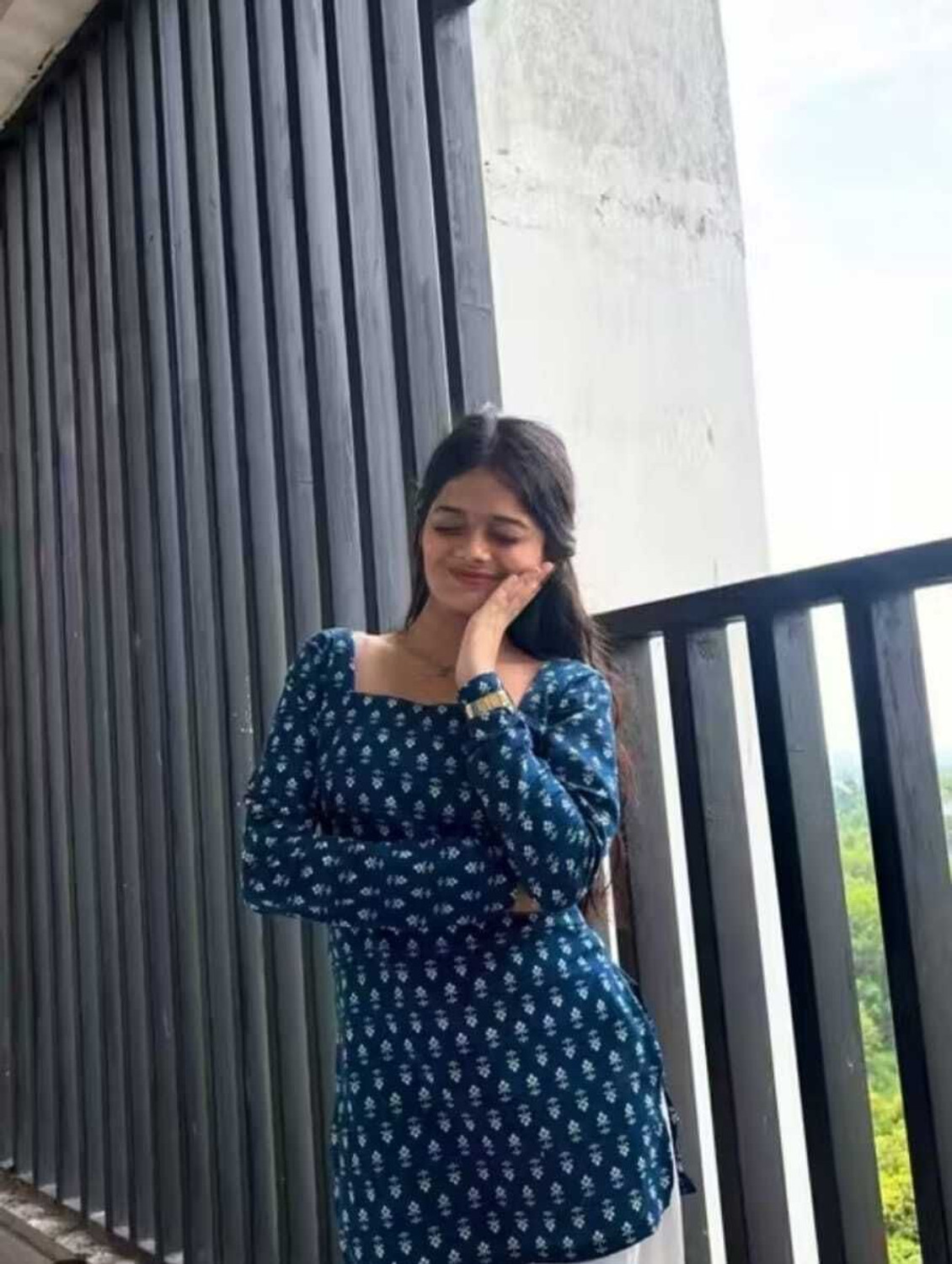 Image of Chhapainama fashion Casual Printed Women Dark Blue Top