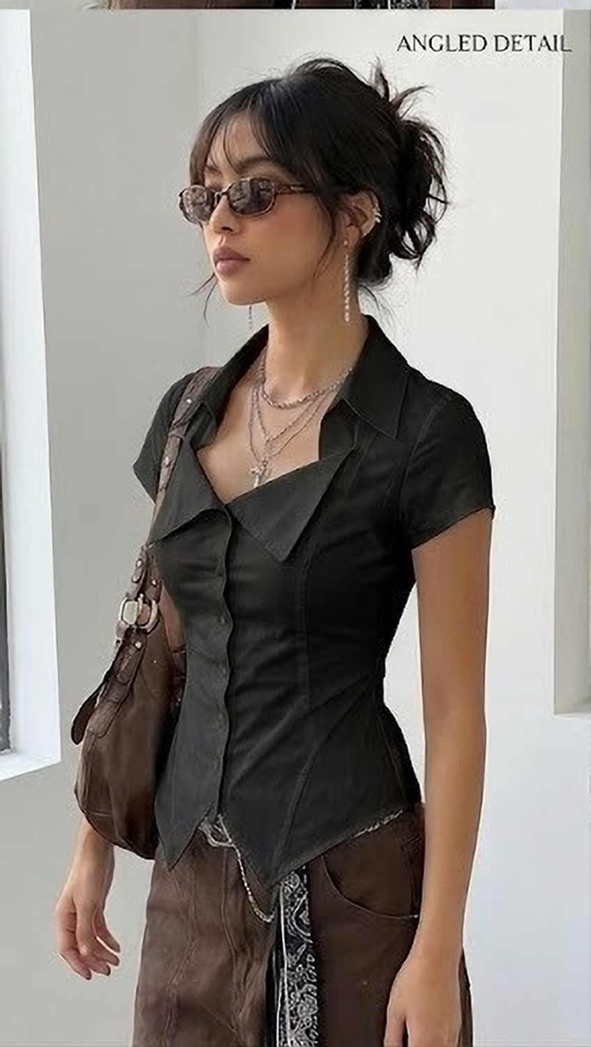 Image of HOMODA Casual Solid Women Black Top