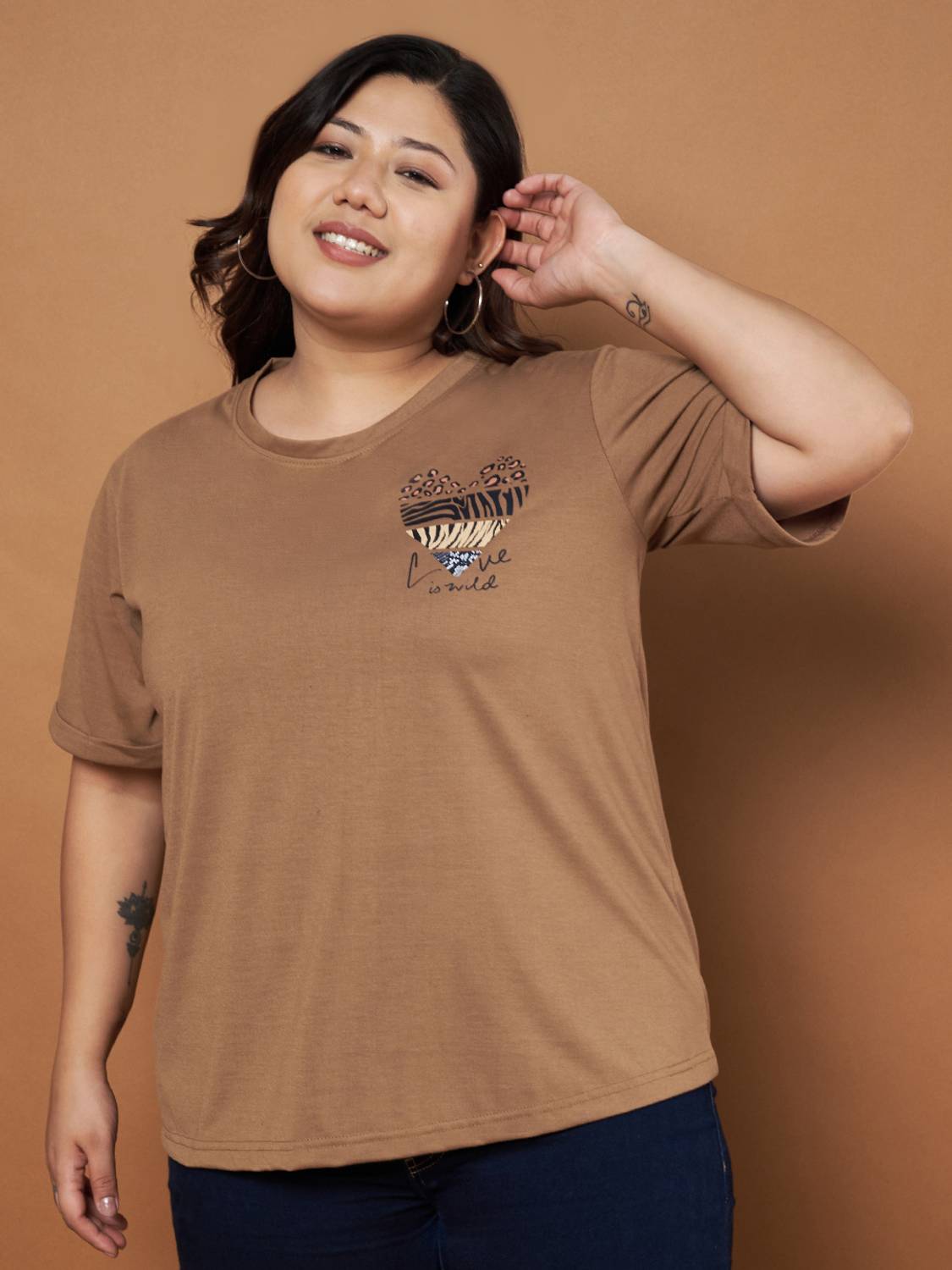 Austivo Casual Printed Women Beige Top