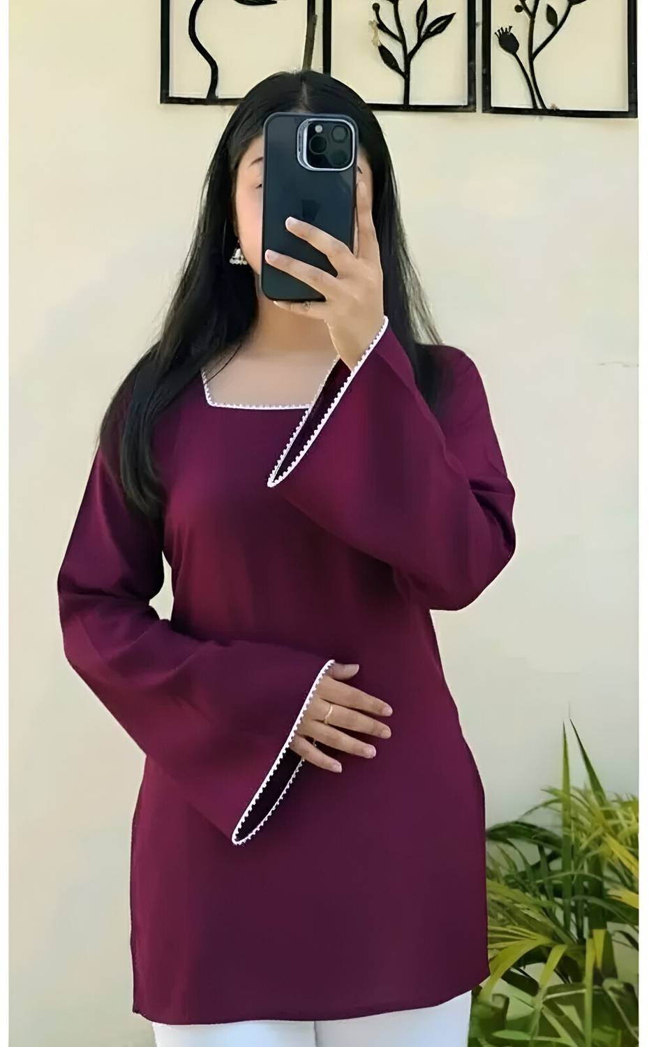 AGOKAI Casual Solid Women Purple Top