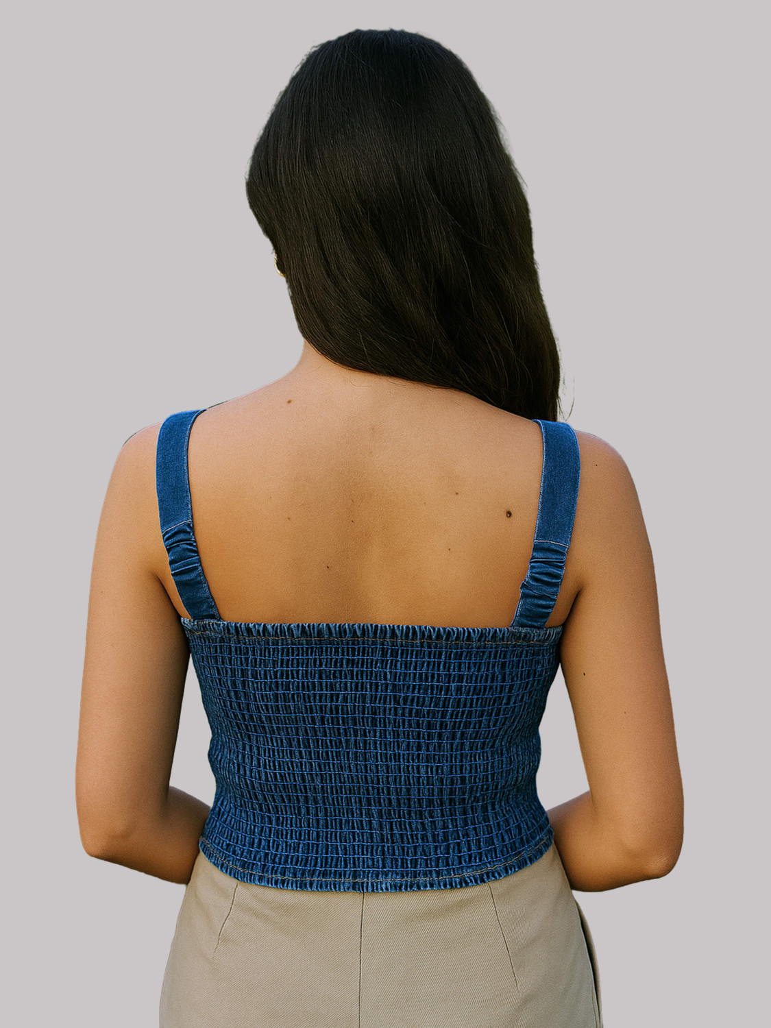 Image of NUEVOSDAMAS Casual Solid Women Light Blue Top