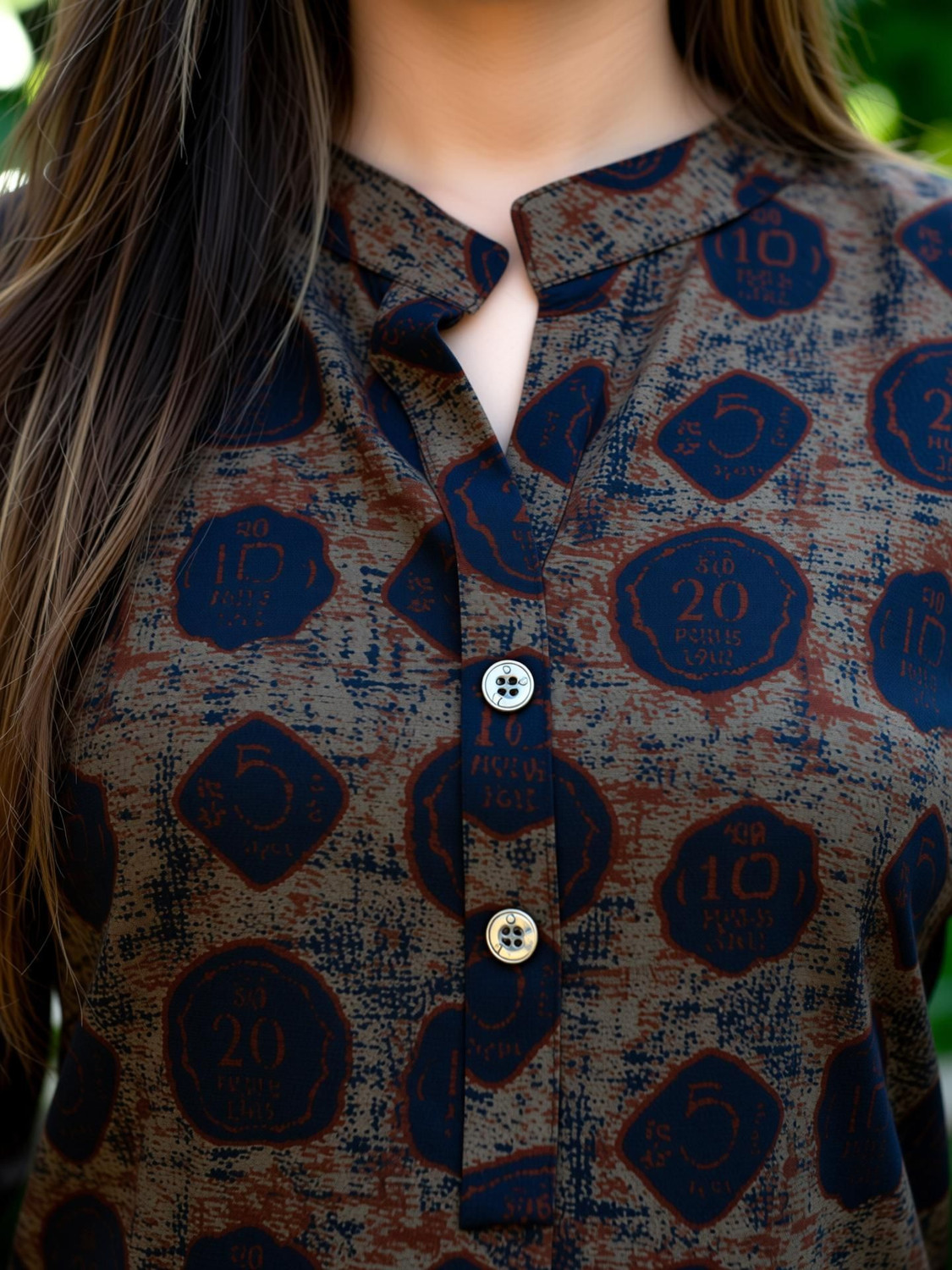 Image of FANCIFY Casual Striped Women Brown, Blue Top