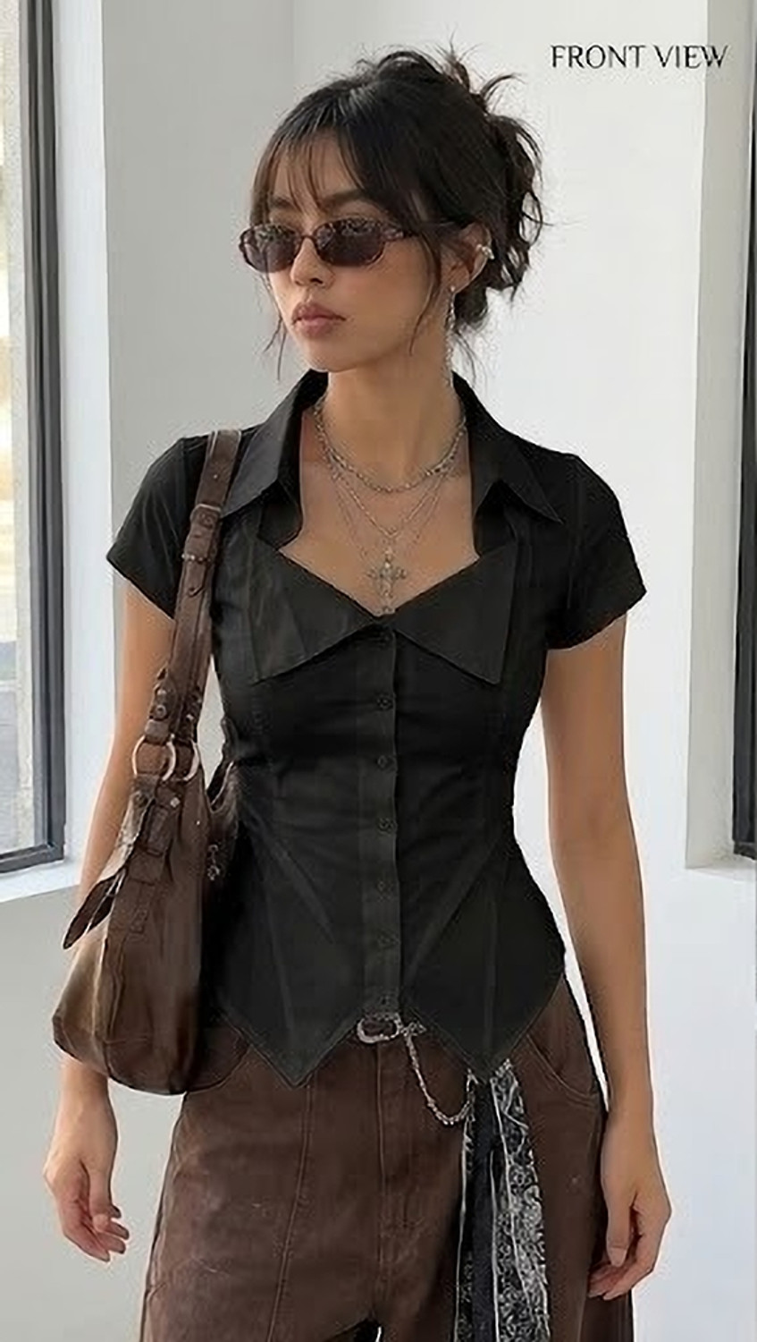 Image of HOMODA Casual Solid Women Black Top