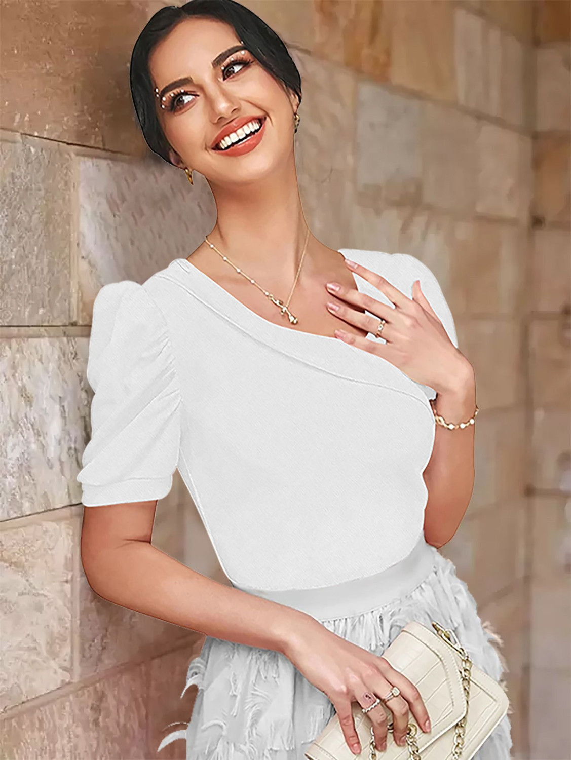 Image of Maheshvi Casual Solid Women White Top