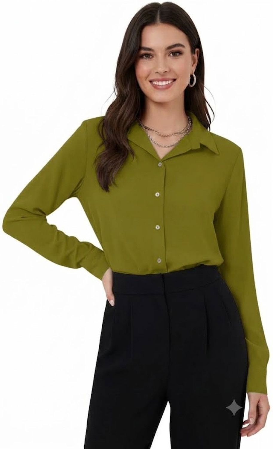 Image of Leriya Fashion Casual Solid Women Dark Green Top