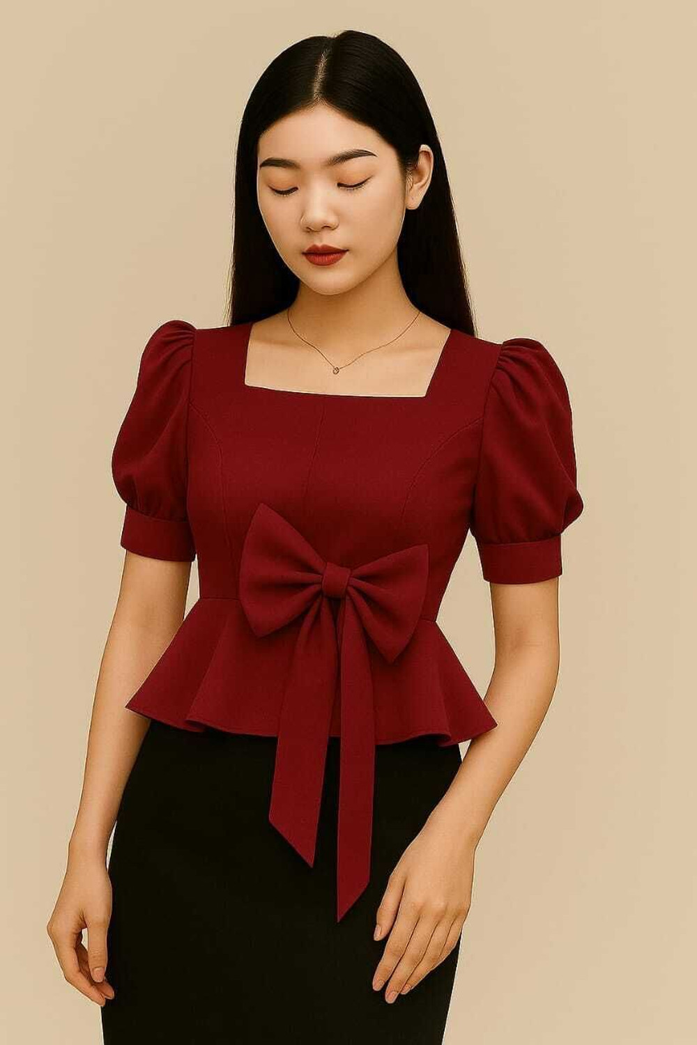 Image of Bi Fashion Casual Printed Women Maroon Top