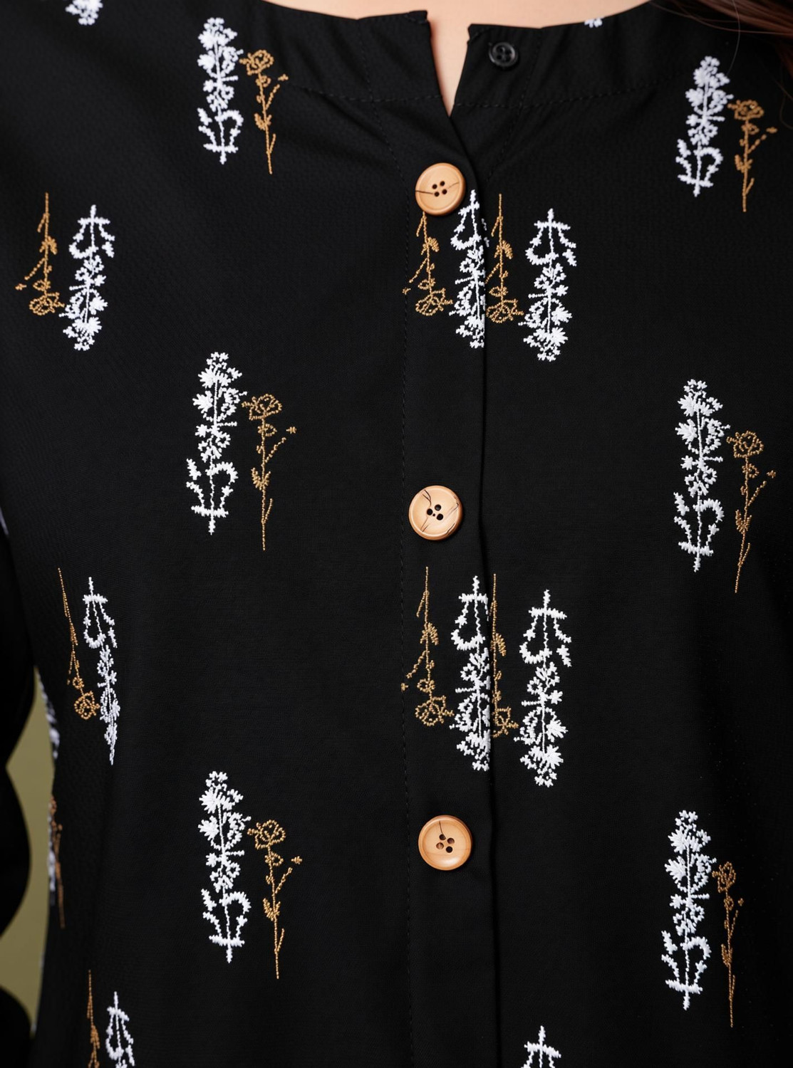 Image of FebQ Casual Printed Women Black Top