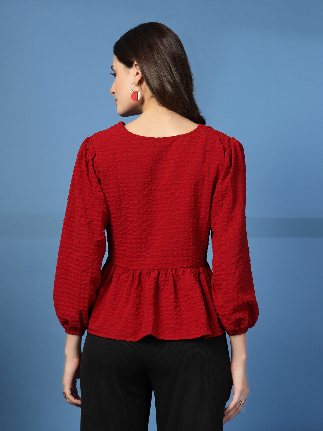 Image of Being Naughty Casual Self Design Women Red Top