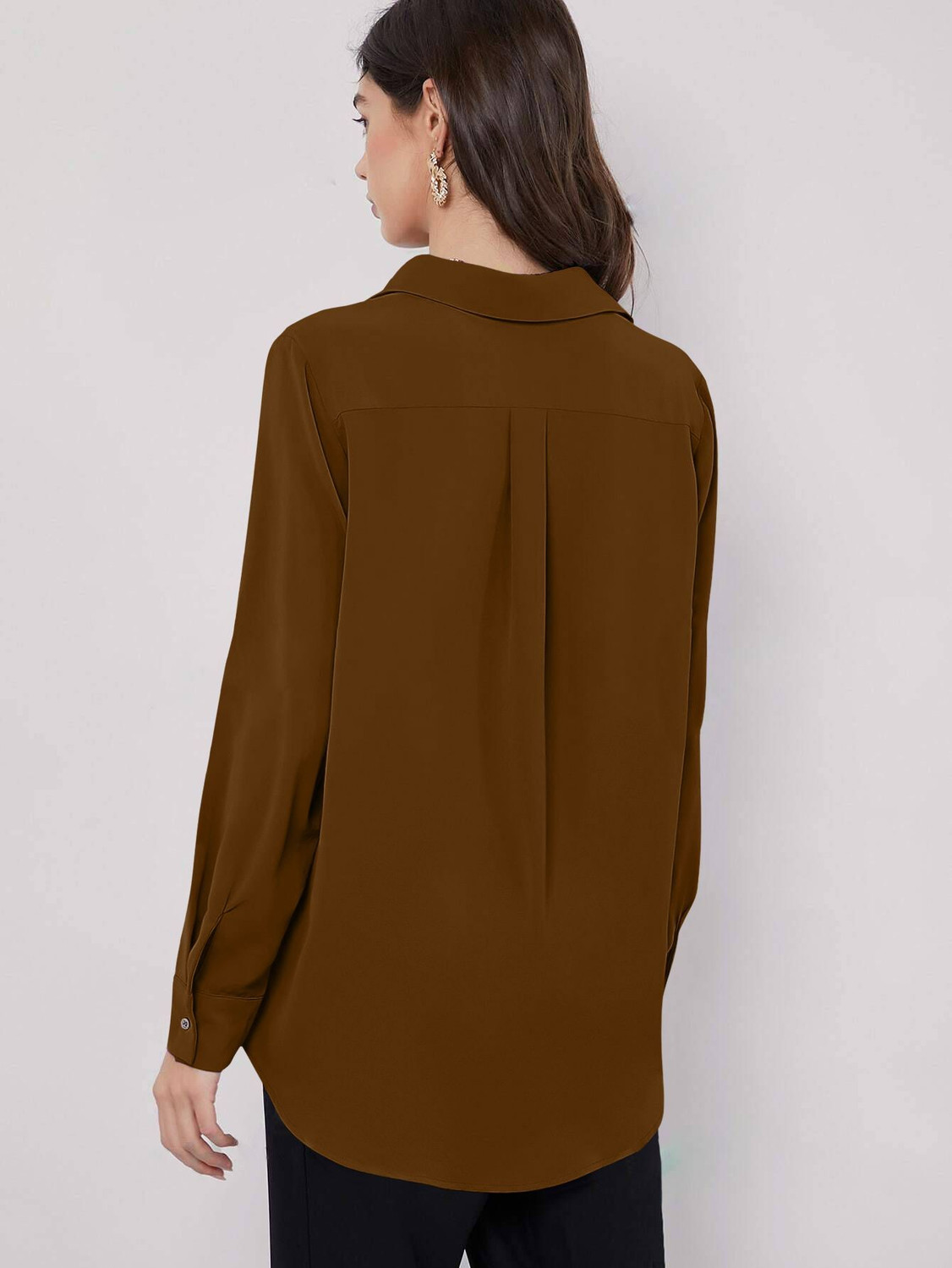 Image of Leriya Fashion Casual Solid Women Brown Top