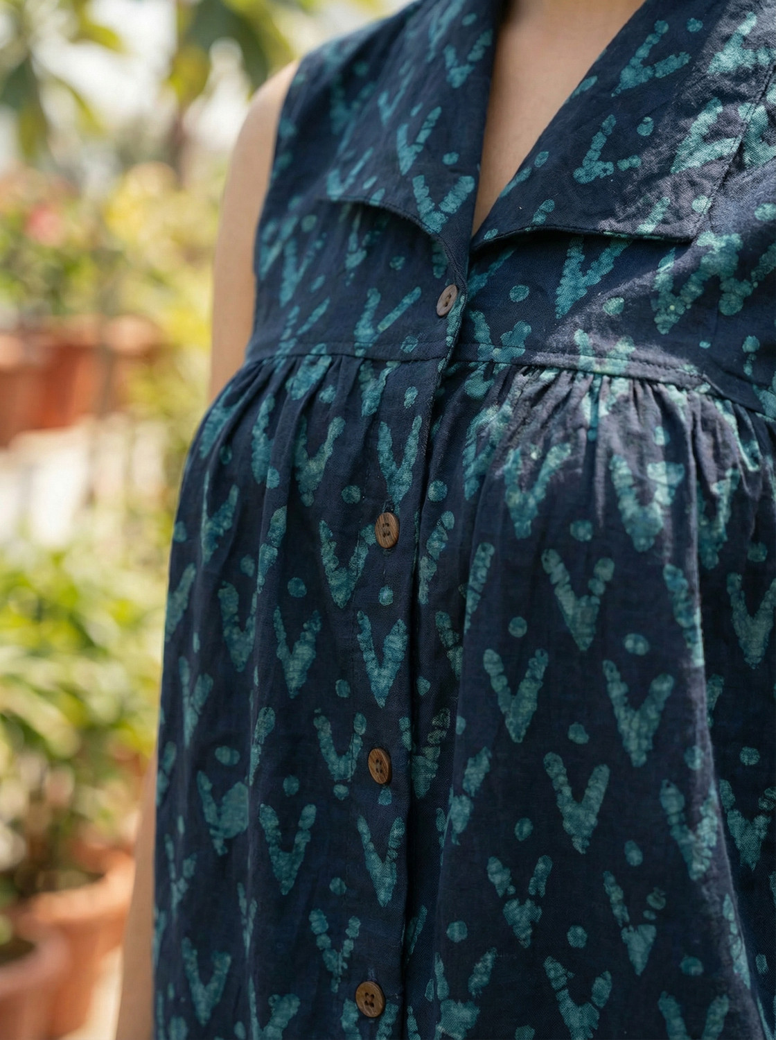 Image of Roses N Chic Casual Geometric Print Women Light Blue Top