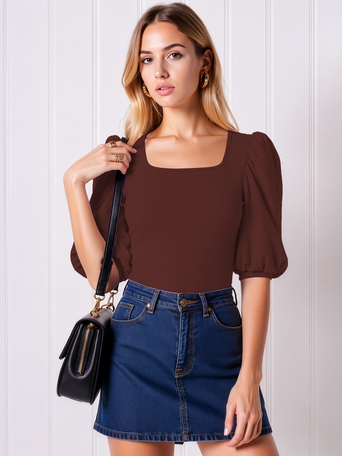 Image of Kashonaa Casual Solid Women Brown Top