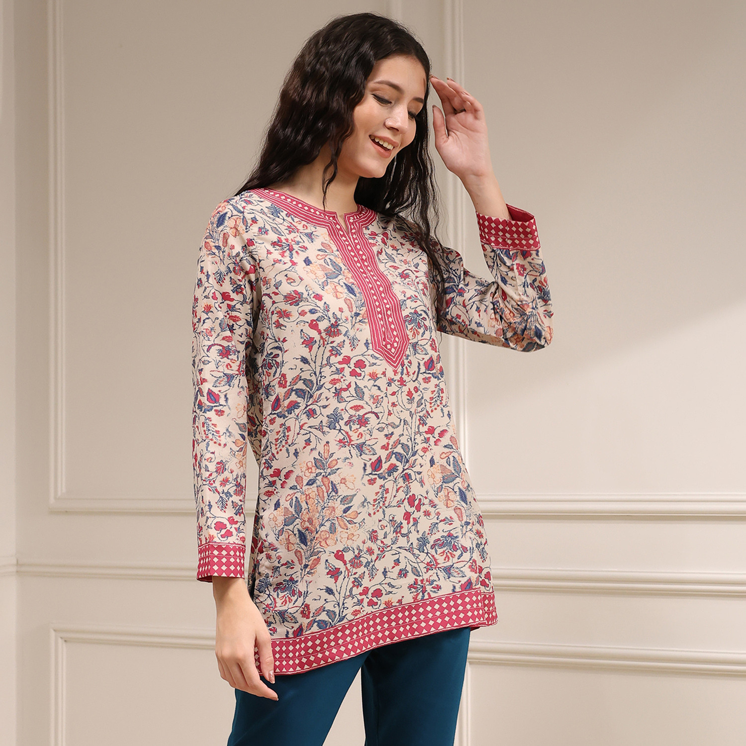 Image of BIBA Casual Printed Women Beige Top