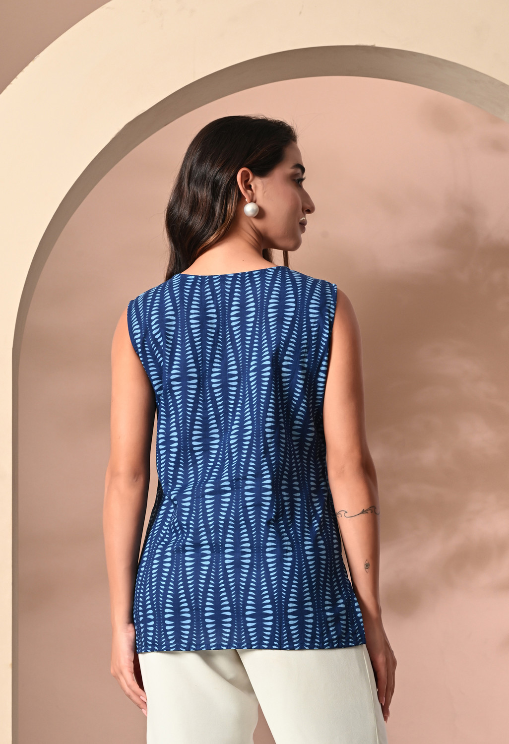 Image of METRONAUT Casual Chevron /Zig Zag Women Blue Top