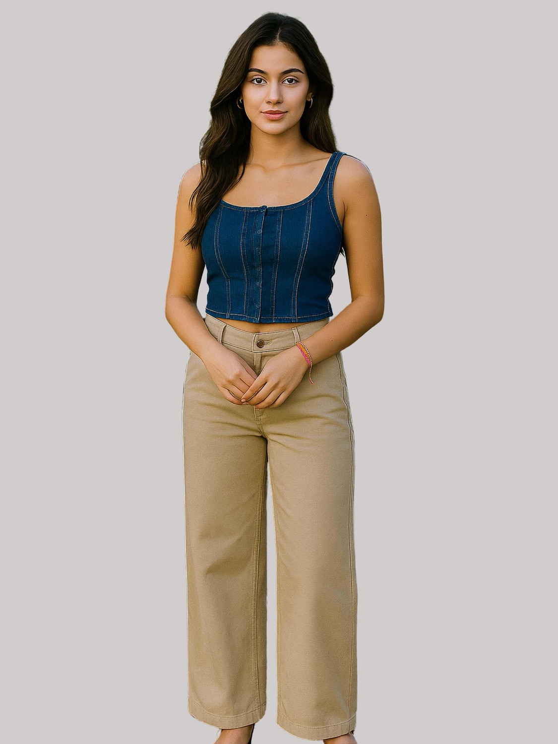 Image of NUEVOSDAMAS Casual Solid Women Light Blue Top