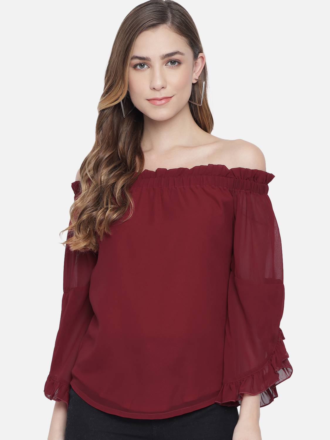 OTIRA Casual Solid Women Maroon Top