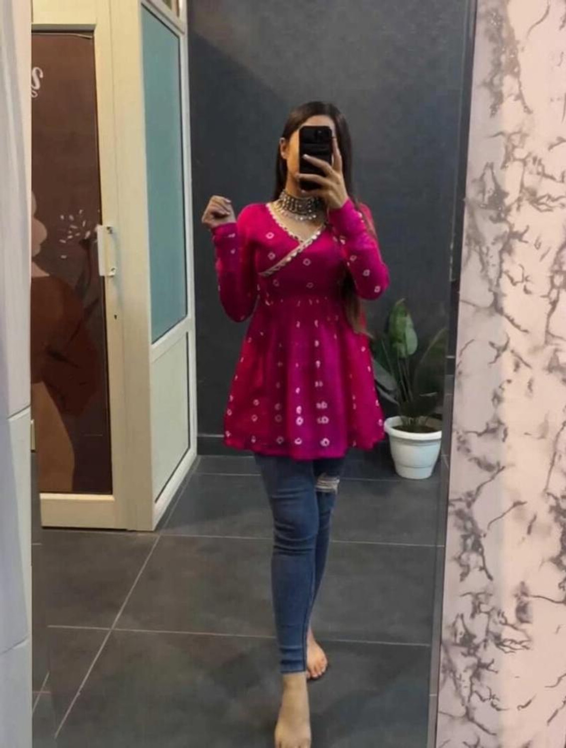 Image of ROOPMYTRA Casual Printed Women Pink Top
