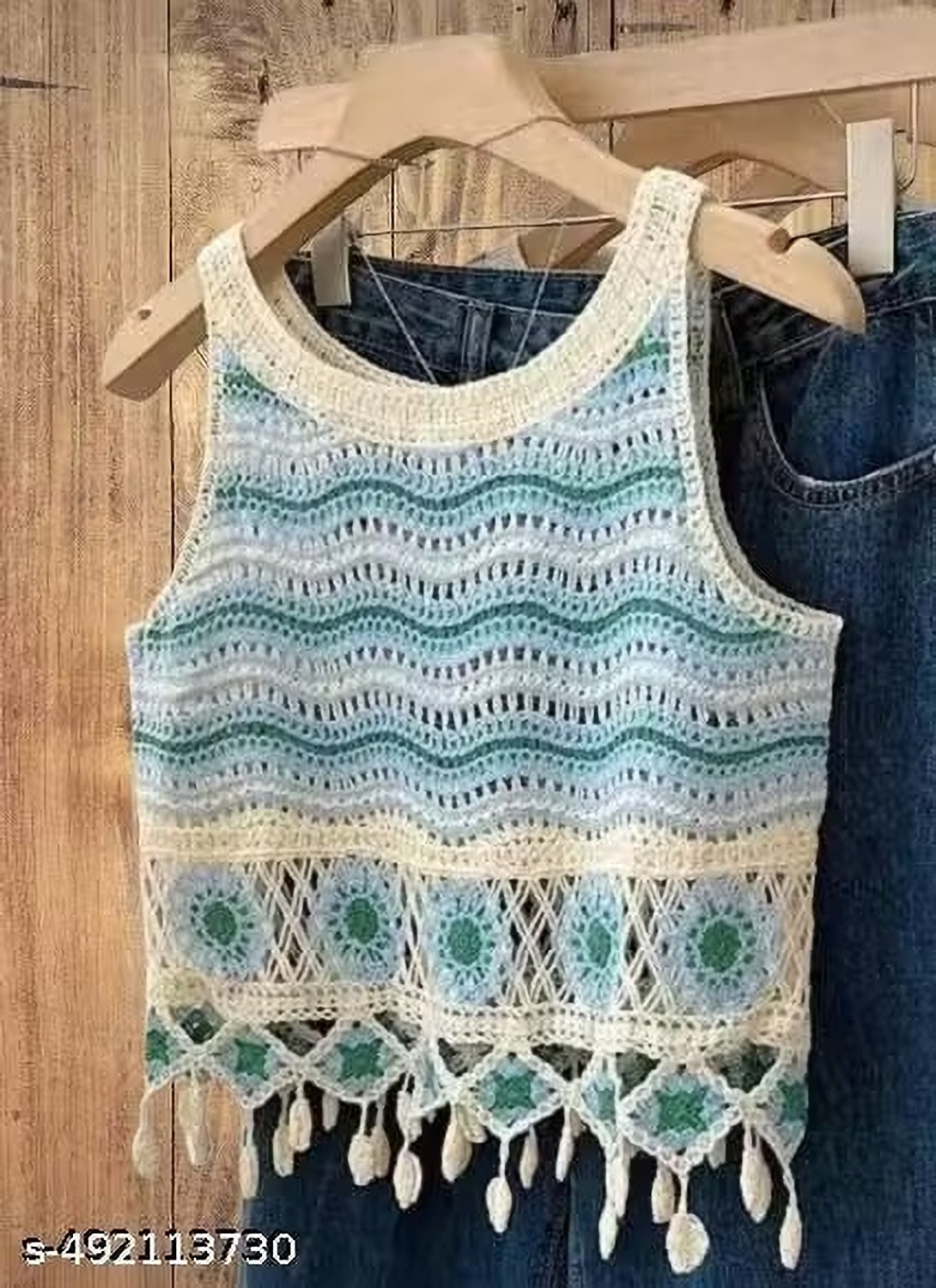 Image of Epicedesigns Casual Self Design Women Blue Top