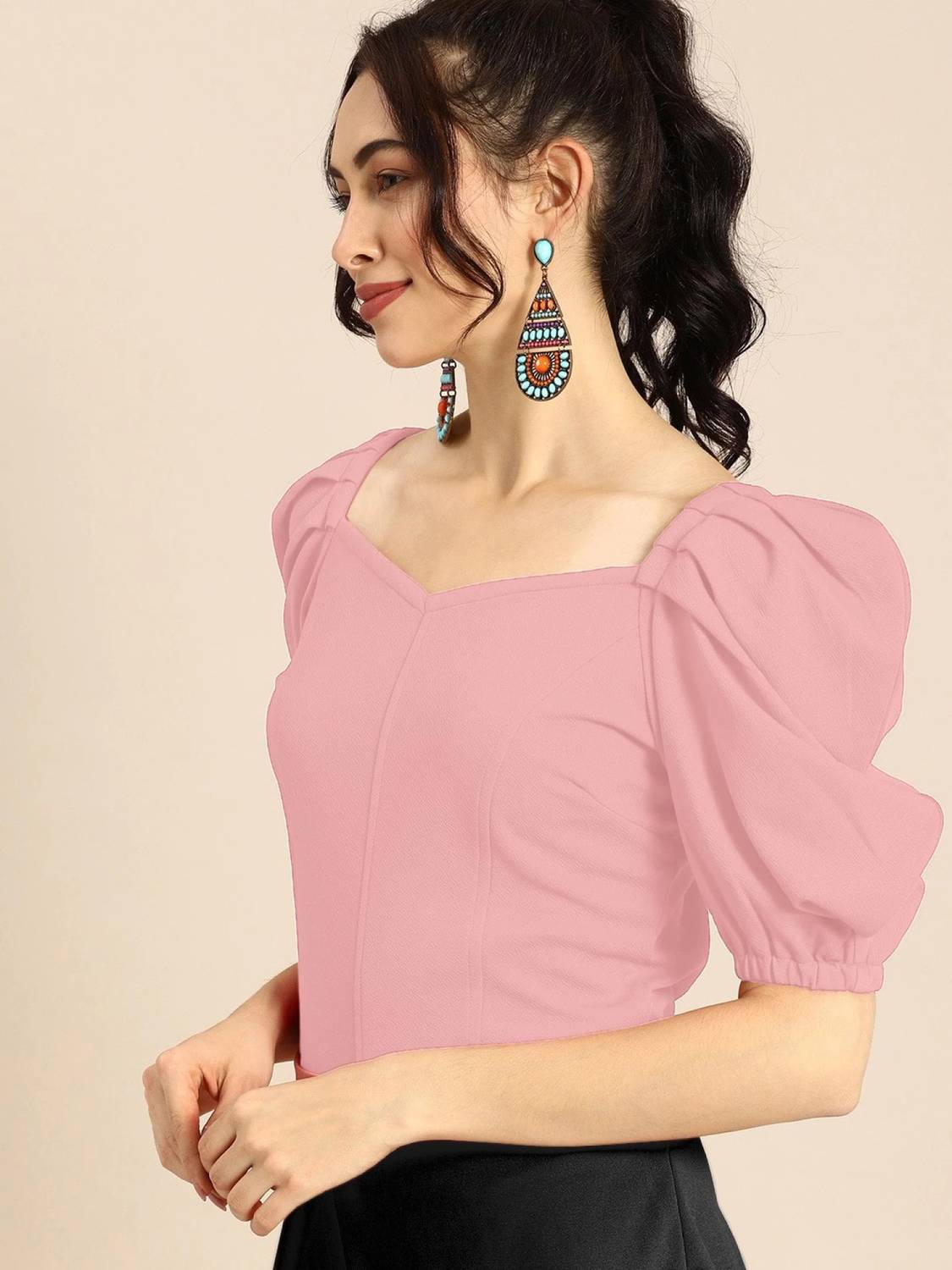 IUGA Casual Solid Women Pink Top