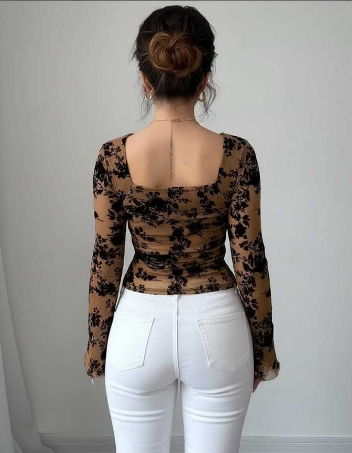 Image of mstylehub Party Floral Print, Printed Women Brown Top